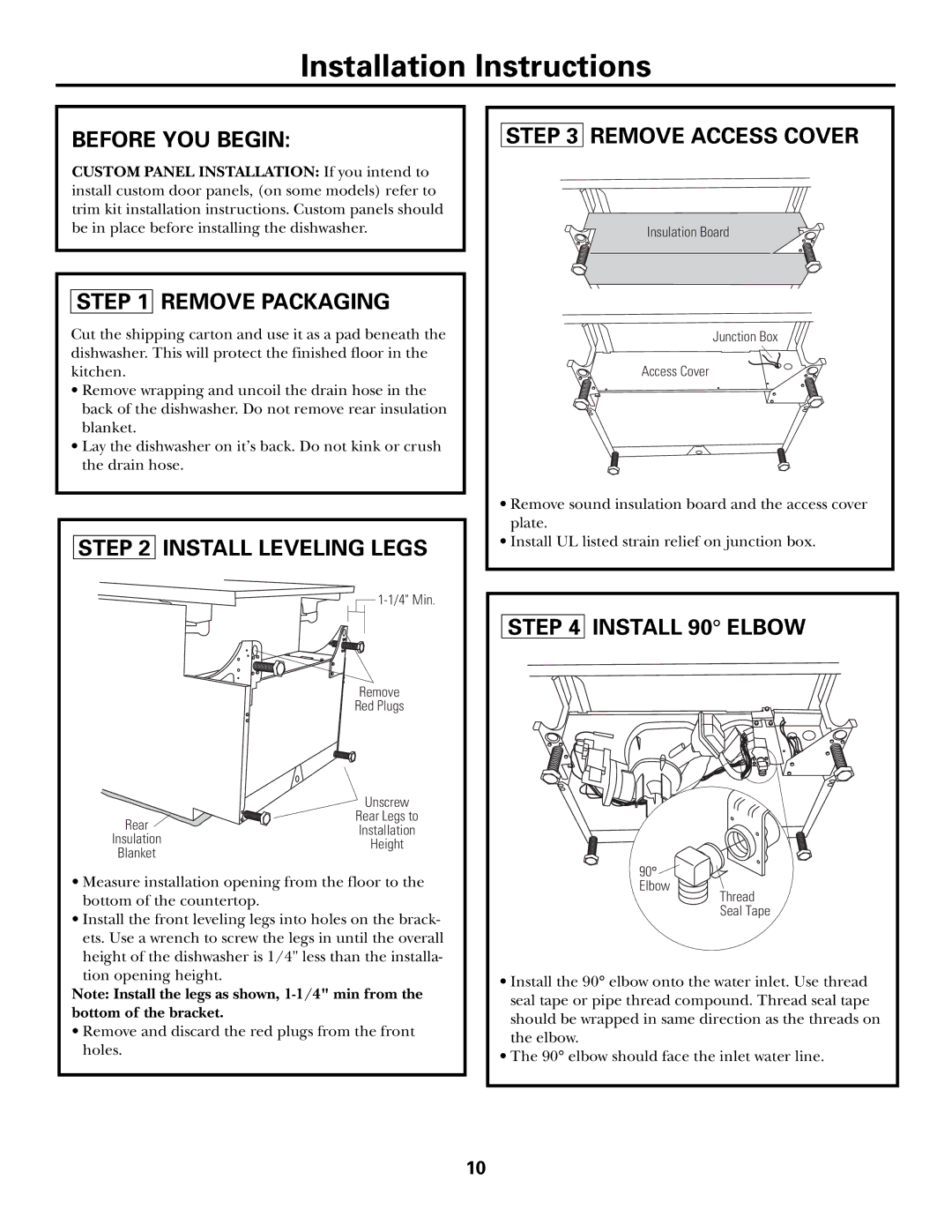 GE Monogram ZBD6600, ZBD6500, ZBD6400, ZBD6700, ZBD7100, ZBD7105, ZBD7005, ZBD7000, ZBD6905, ZBD6900 Installation Instructions 