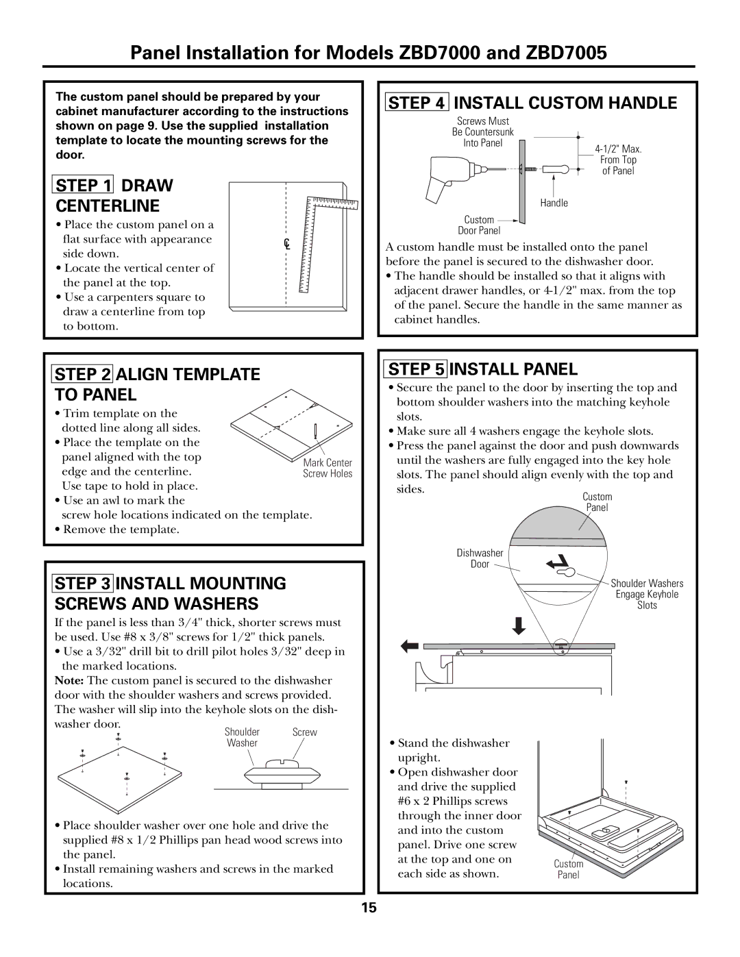 GE Monogram ZBD7105, ZBD6600, ZBD6500 Draw Centerline, Install Custom Handle, Align Template To Panel, Install Panel 