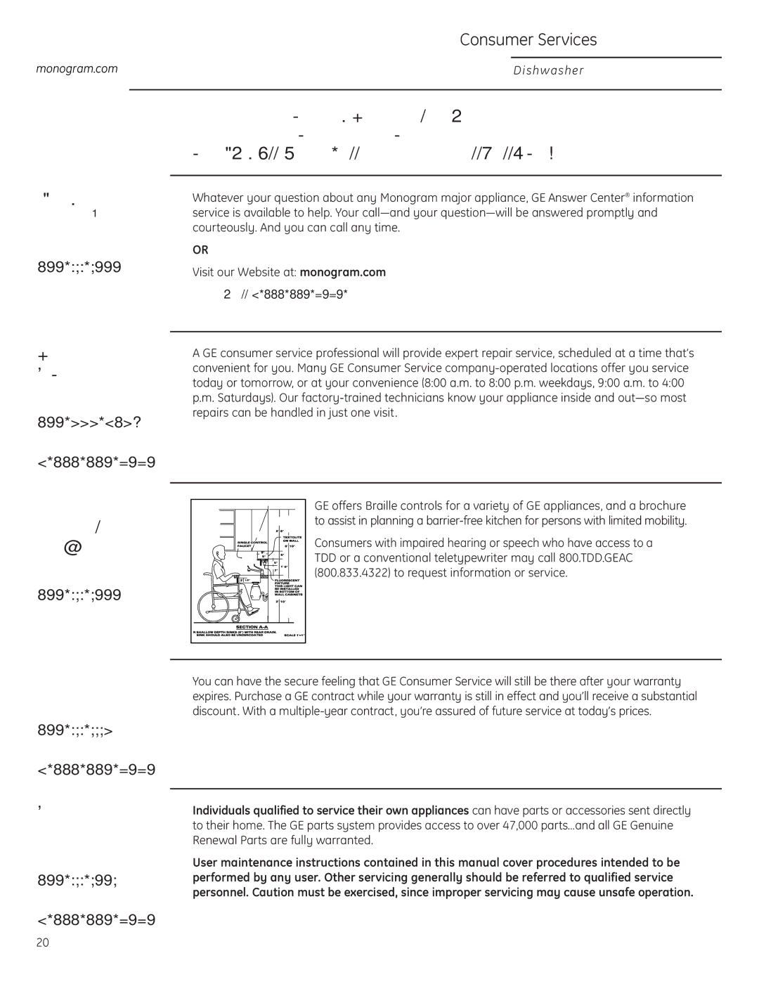 GE Monogram ZBD6800, ZBD6880, ZBD6890, ZBD0700, ZBD0710 owner manual Consumer Services, Canada, call 