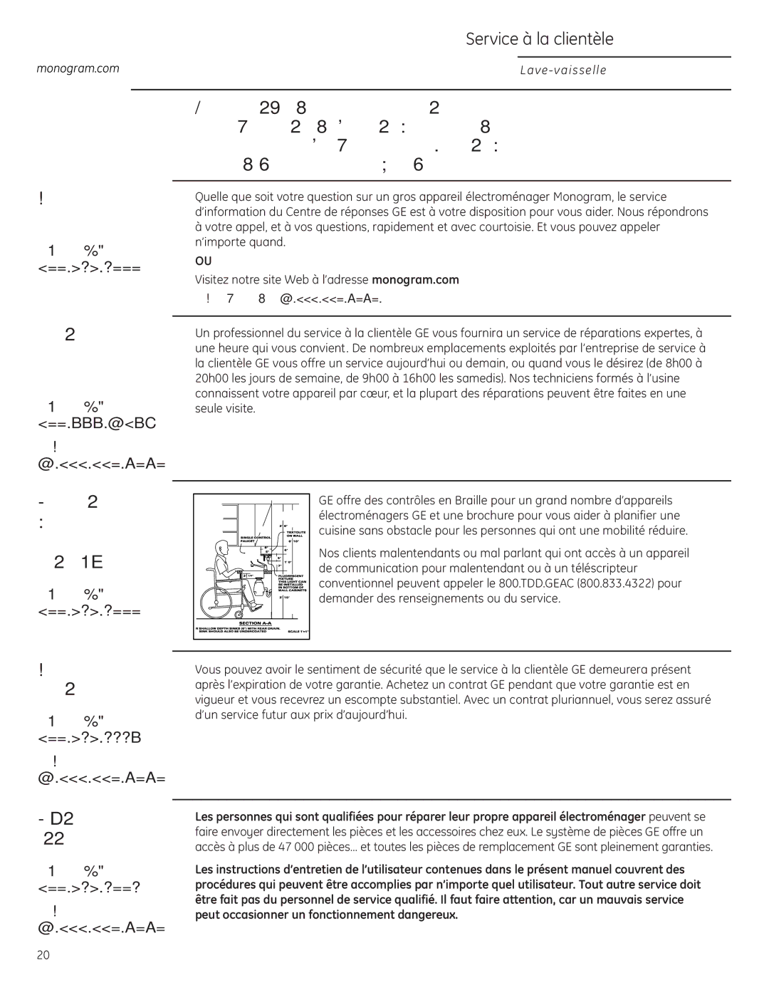 GE Monogram ZBD6800, ZBD6880, ZBD6890, ZBD0700, ZBD0710 owner manual Service à la clientèle, Au Canada, appelez le 