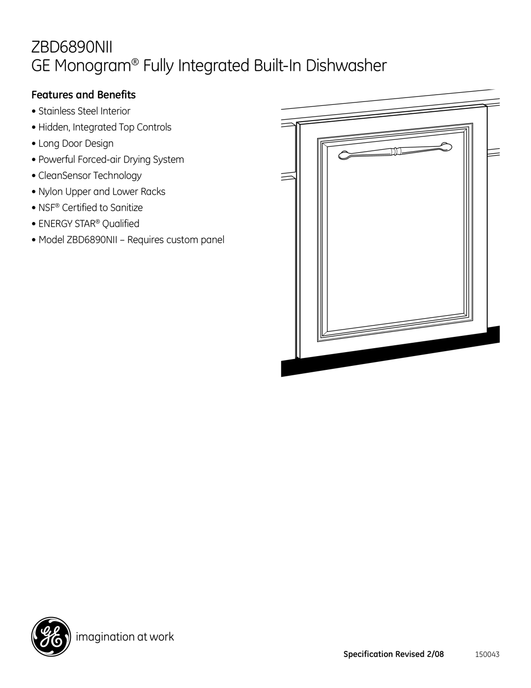 GE Monogram ZBD6890NII dimensions Features and Benefits 