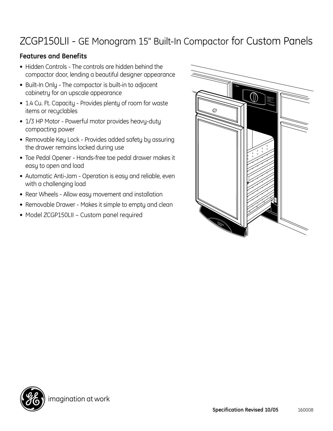 GE Monogram ZCGP150LII dimensions Features and Benefits 