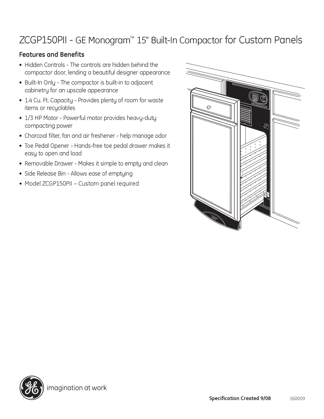 GE Monogram ZCGP150PII dimensions Features and Benefits 