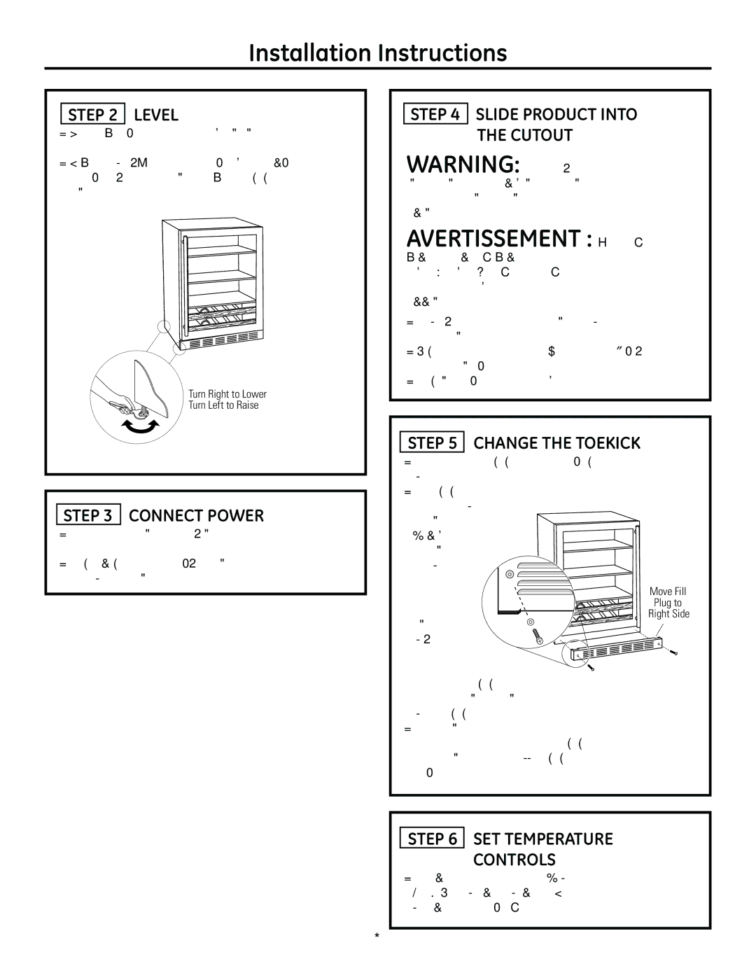 GE Monogram ZDBT240 installation instructions Avertissement Ne poussez 