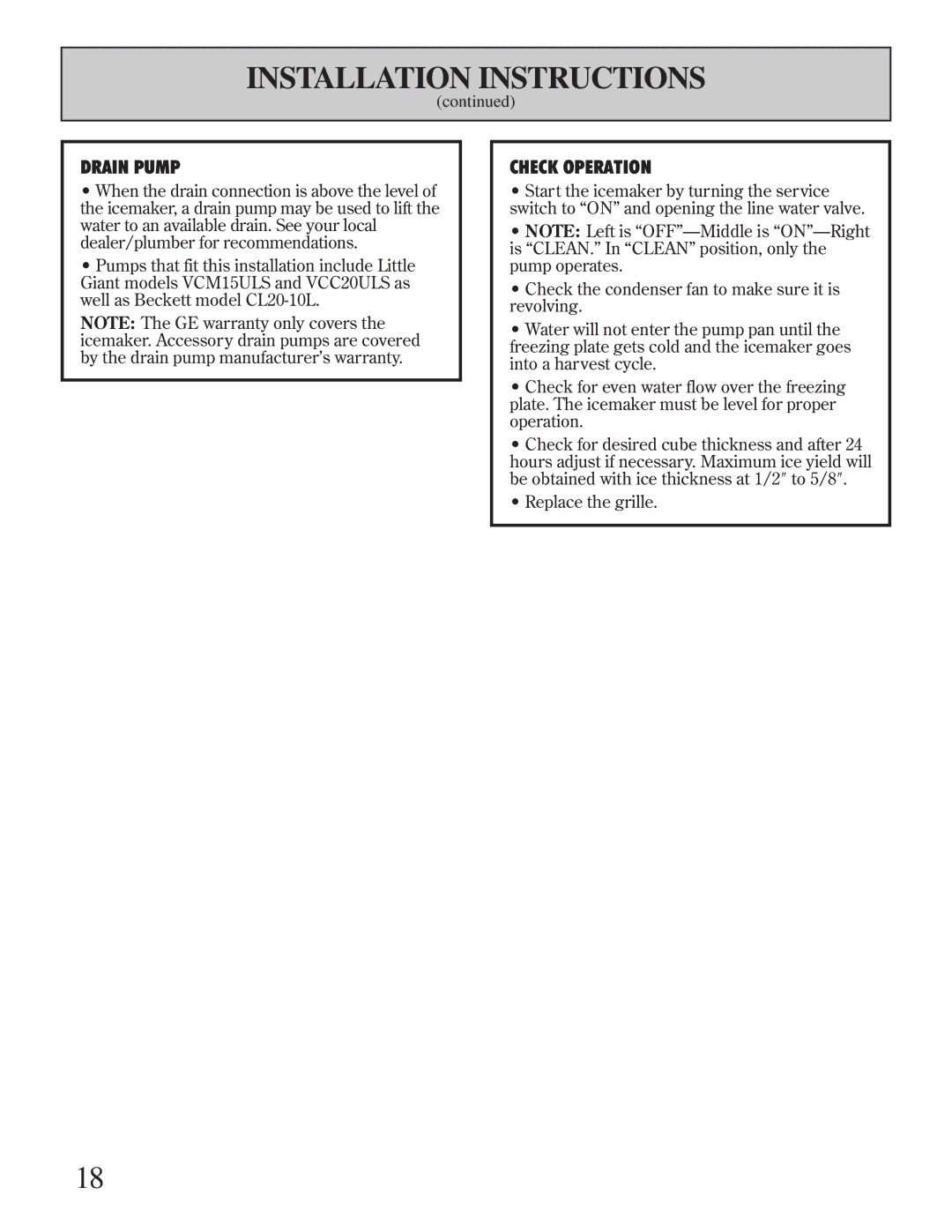 GE Monogram ZDIB50 installation instructions Installation Instructions, Drain Pump 