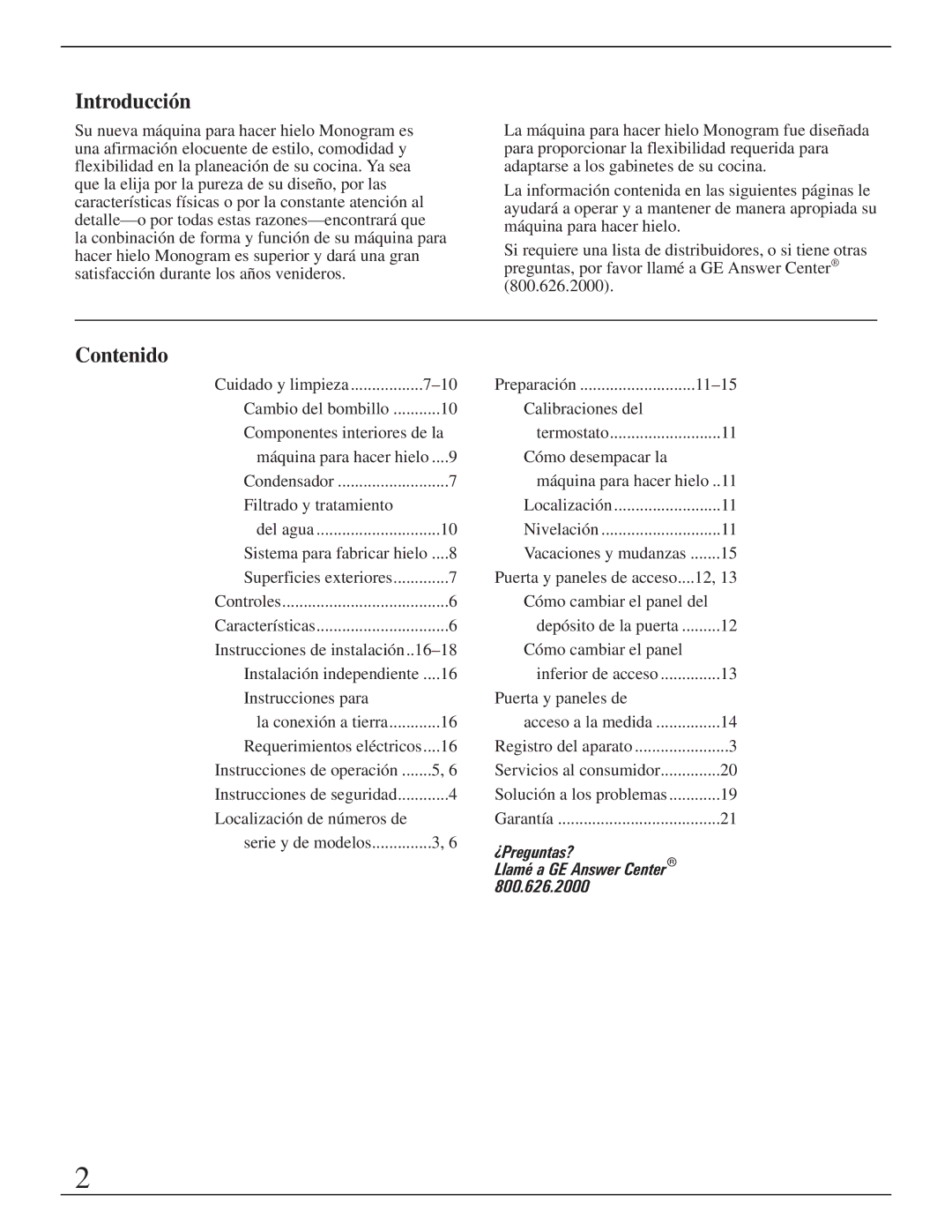 GE Monogram ZDIB50 installation instructions Introducción, Contenido 