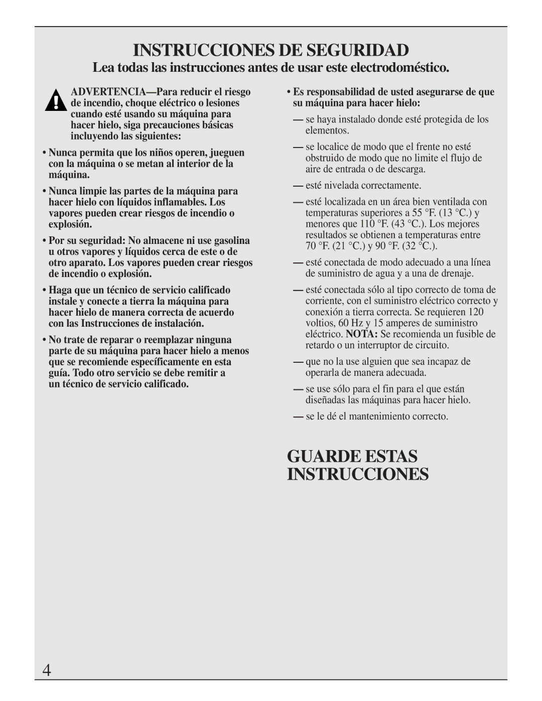 GE Monogram ZDIB50 installation instructions Instrucciones DE Seguridad 