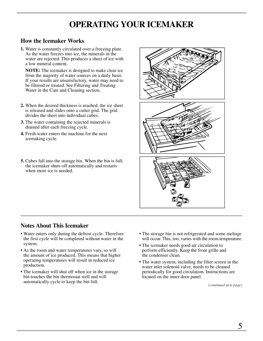 GE Monogram ZDIB50 installation instructions Operating Your Icemaker, How the Icemaker Works 