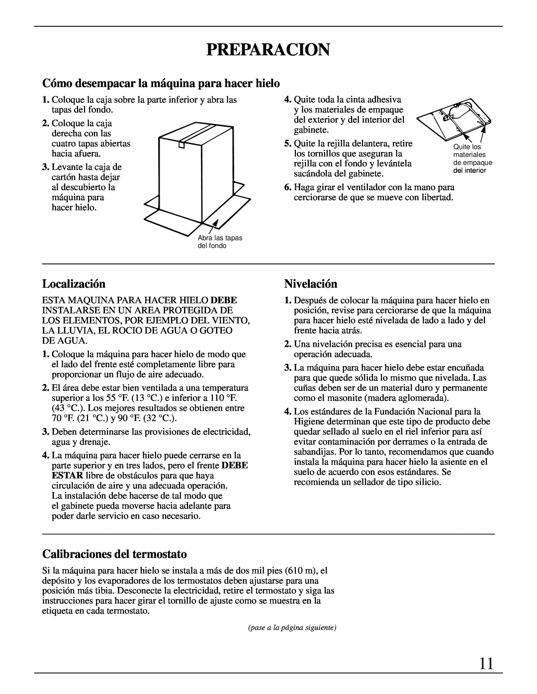 GE Monogram ZDIB50 installation instructions Preparacion, Localización, Nivelación, Calibraciones del termostato 