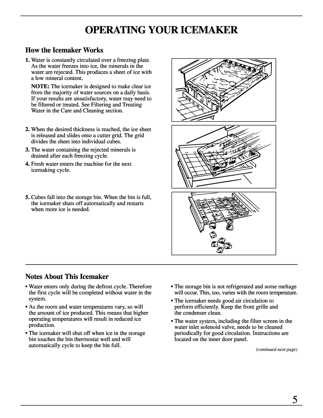 GE Monogram ZDIB50 installation instructions Operating Your Icemaker, How the Icemaker Works, Notes About This Icemaker 