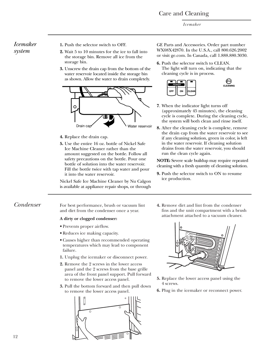 GE Monogram ZDIS15, ZDI15 owner manual Icemaker system, Condenser 