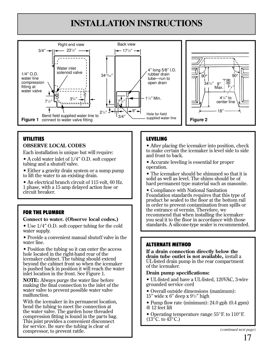 GE Monogram ZDIW50 installation instructions Installation Instructions, Connect to water. Observe local codes 