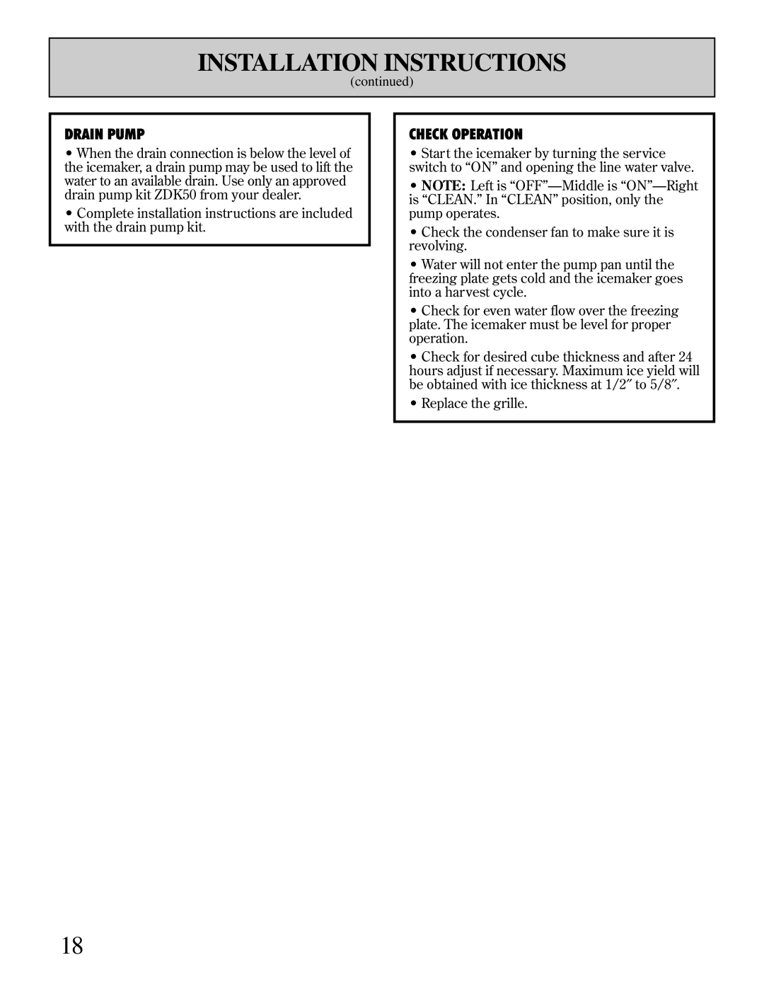 GE Monogram ZDIW50 installation instructions Drain Pump 