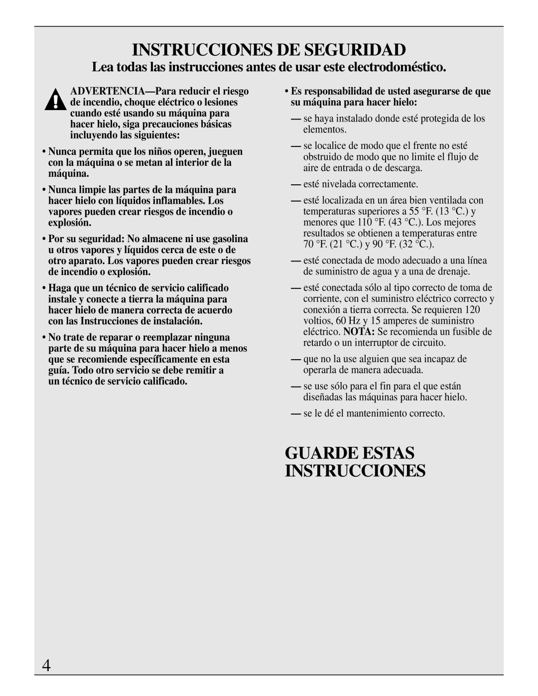 GE Monogram ZDIW50 installation instructions Instrucciones DE Seguridad 