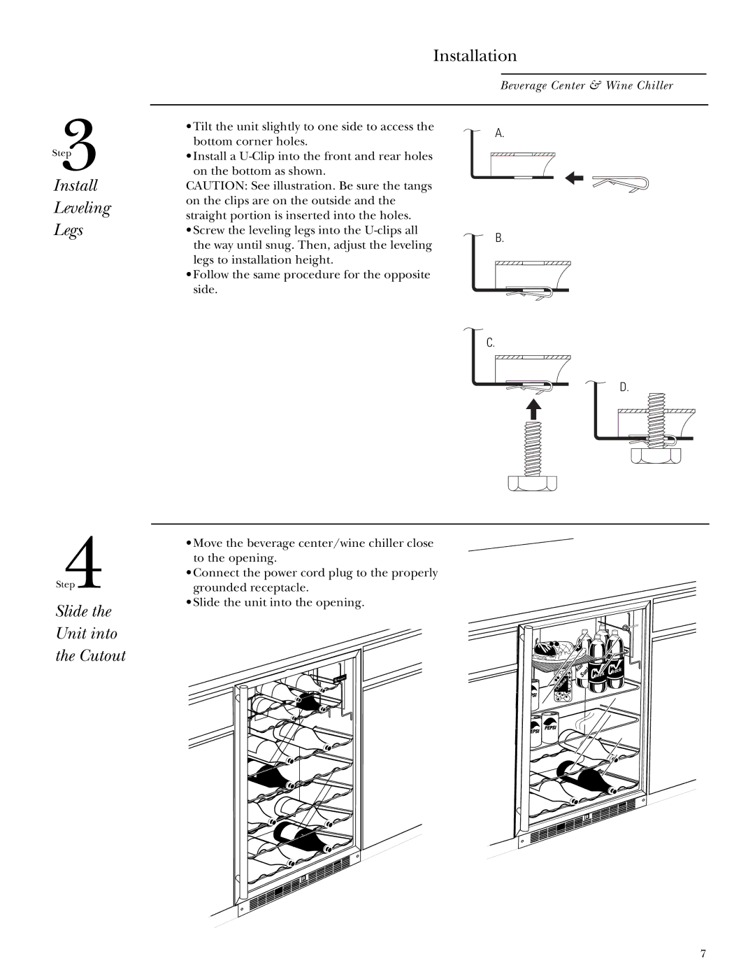 GE Monogram ZDW24 BB, ZDW24 WW, ZDB24 WW, ZDB24 BB Install Leveling Legs, Slide the Unit into the Cutout 