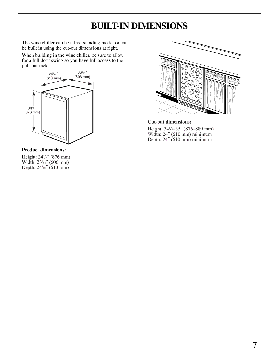 GE Monogram ZDW24 manual BUILT-IN Dimensions 