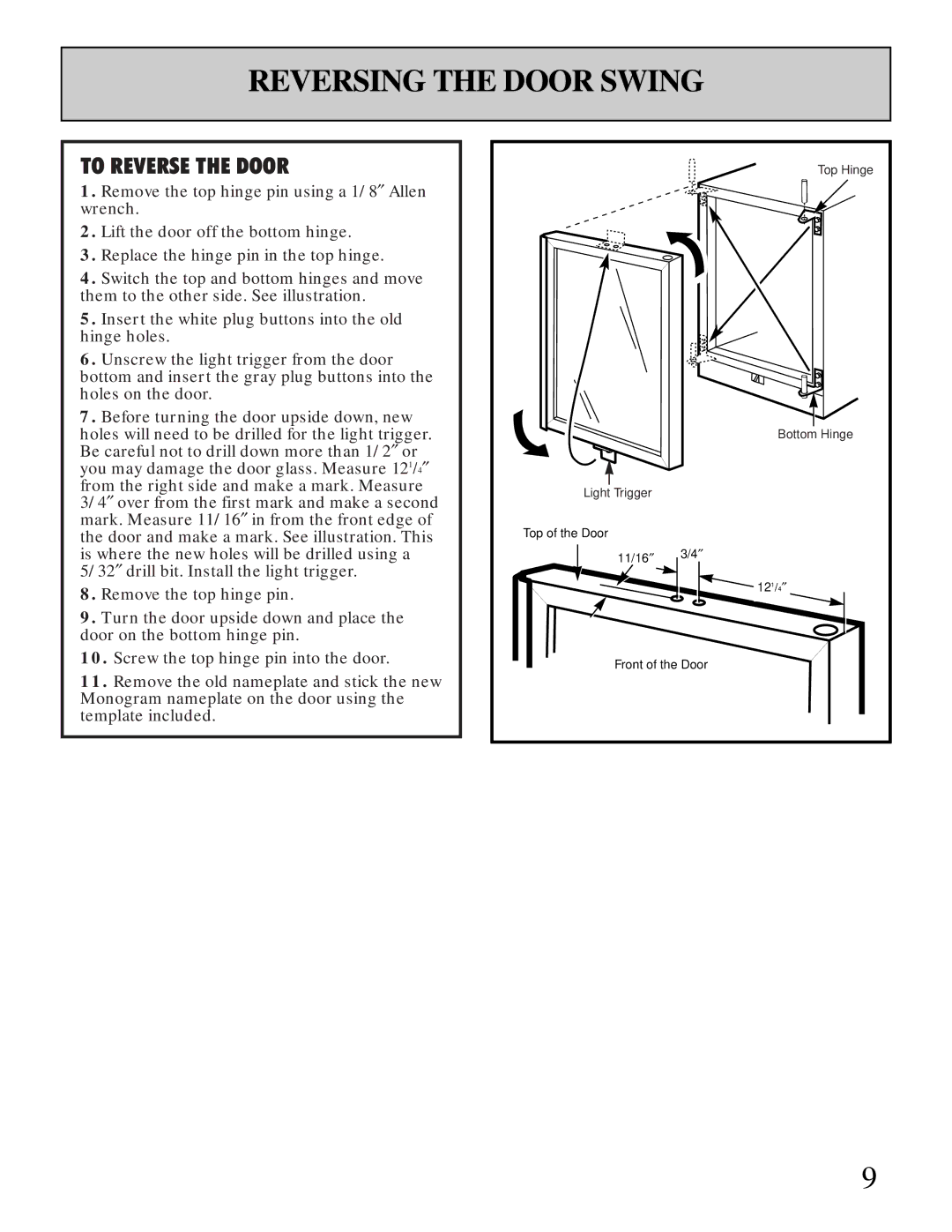 GE Monogram ZDW24 manual Reversing the Door Swing, To Reverse the Door 