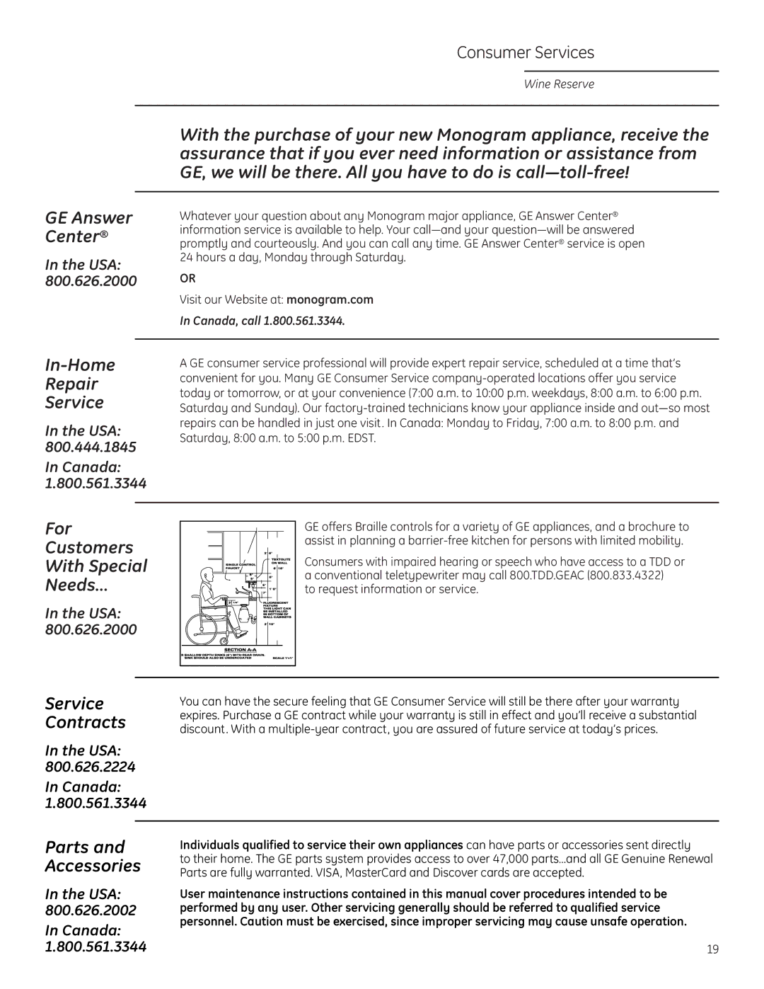 GE Monogram ZDWI240, ZDWR240 owner manual In-Home Repair Service 