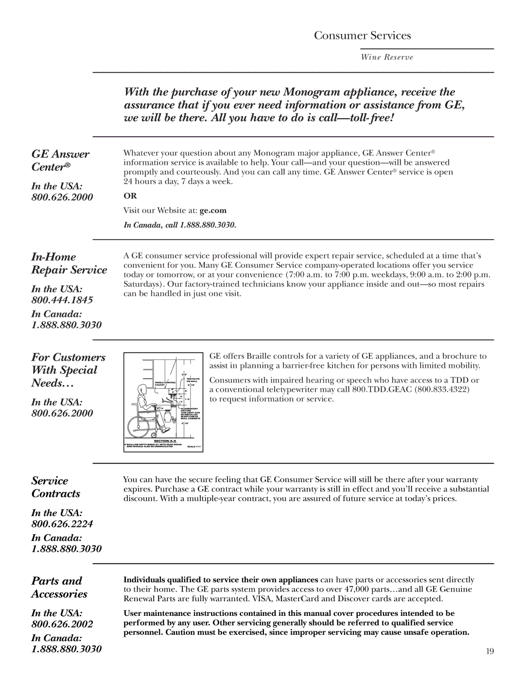 GE Monogram ZDWT240 owner manual GE Answer Center 