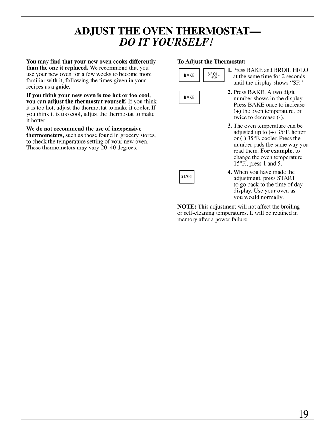 GE Monogram ZEK735 manual Adjust the Oven Thermostat, Do IT Yourself 