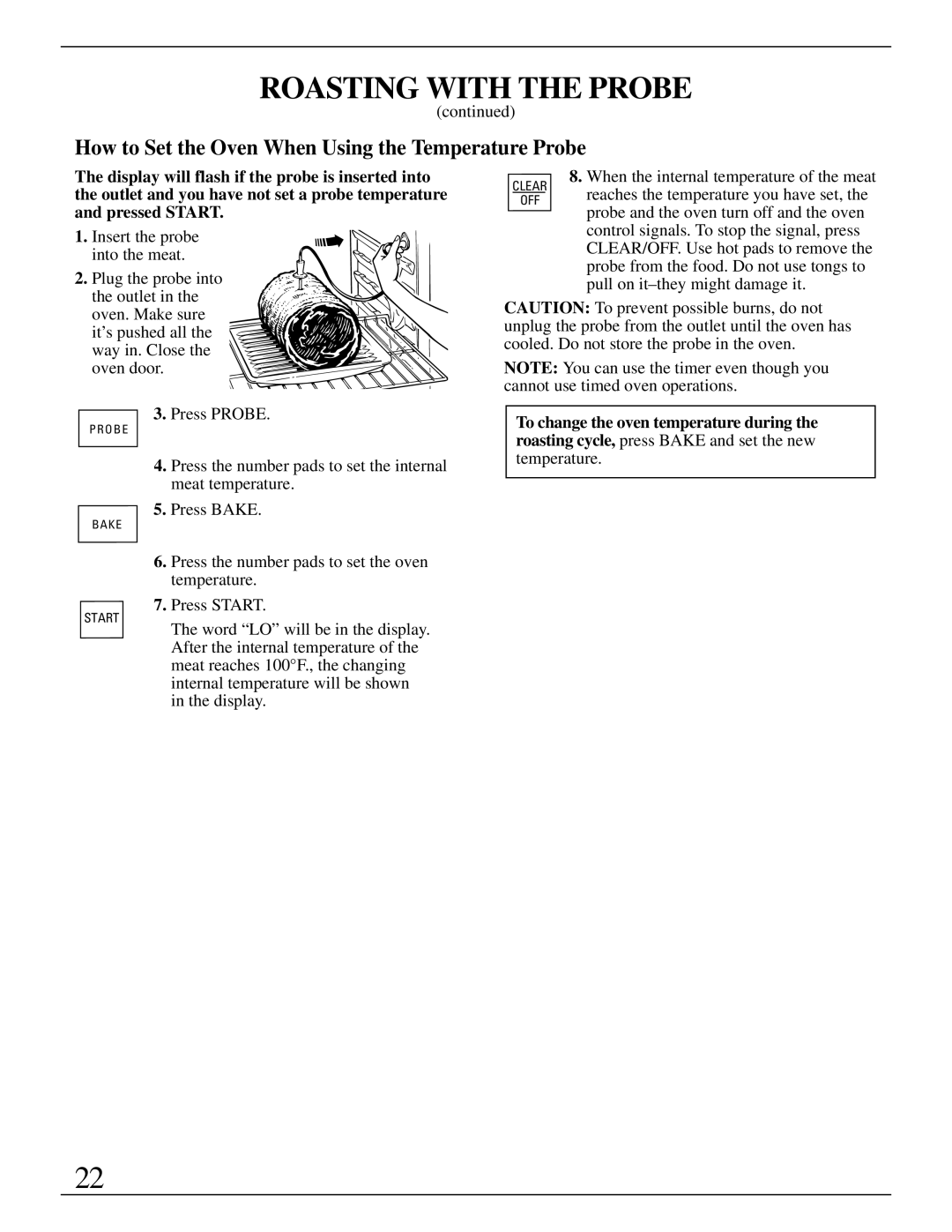 GE Monogram ZEK735 manual How to Set the Oven When Using the Temperature Probe 