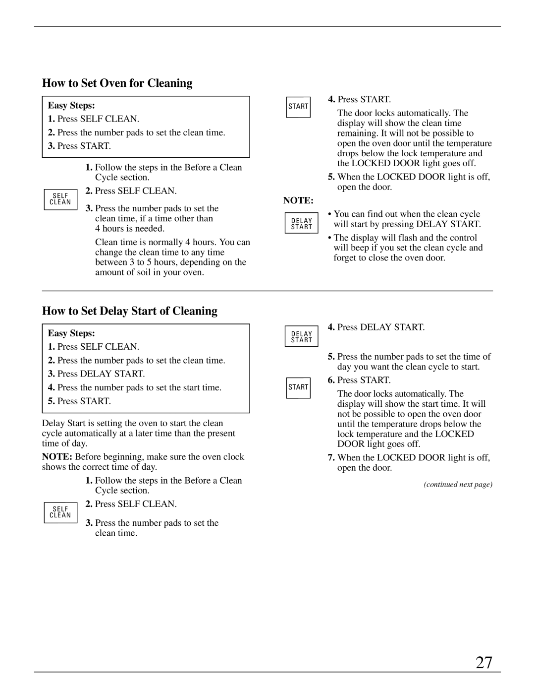 GE Monogram ZEK735 manual How to Set Oven for Cleaning, How to Set Delay Start of Cleaning 