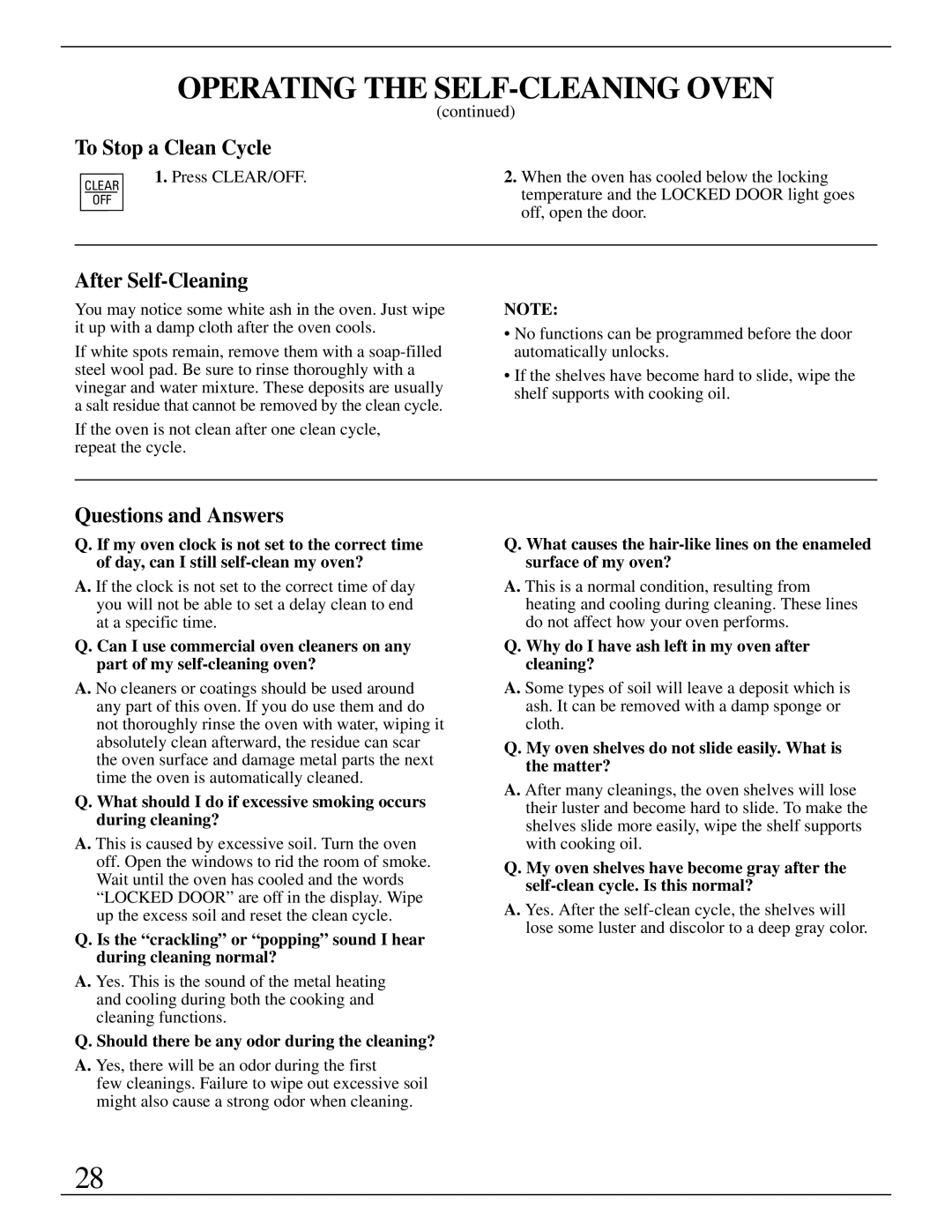 GE Monogram ZEK735 manual To Stop a Clean Cycle, After Self-Cleaning, Should there be any odor during the cleaning? 