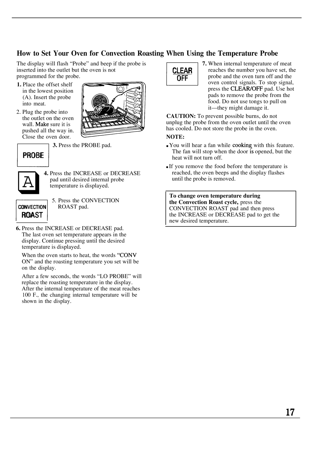 GE Monogram ZEK73WP, ZEK736GP manual Roast, When Using the Temperature Probe 