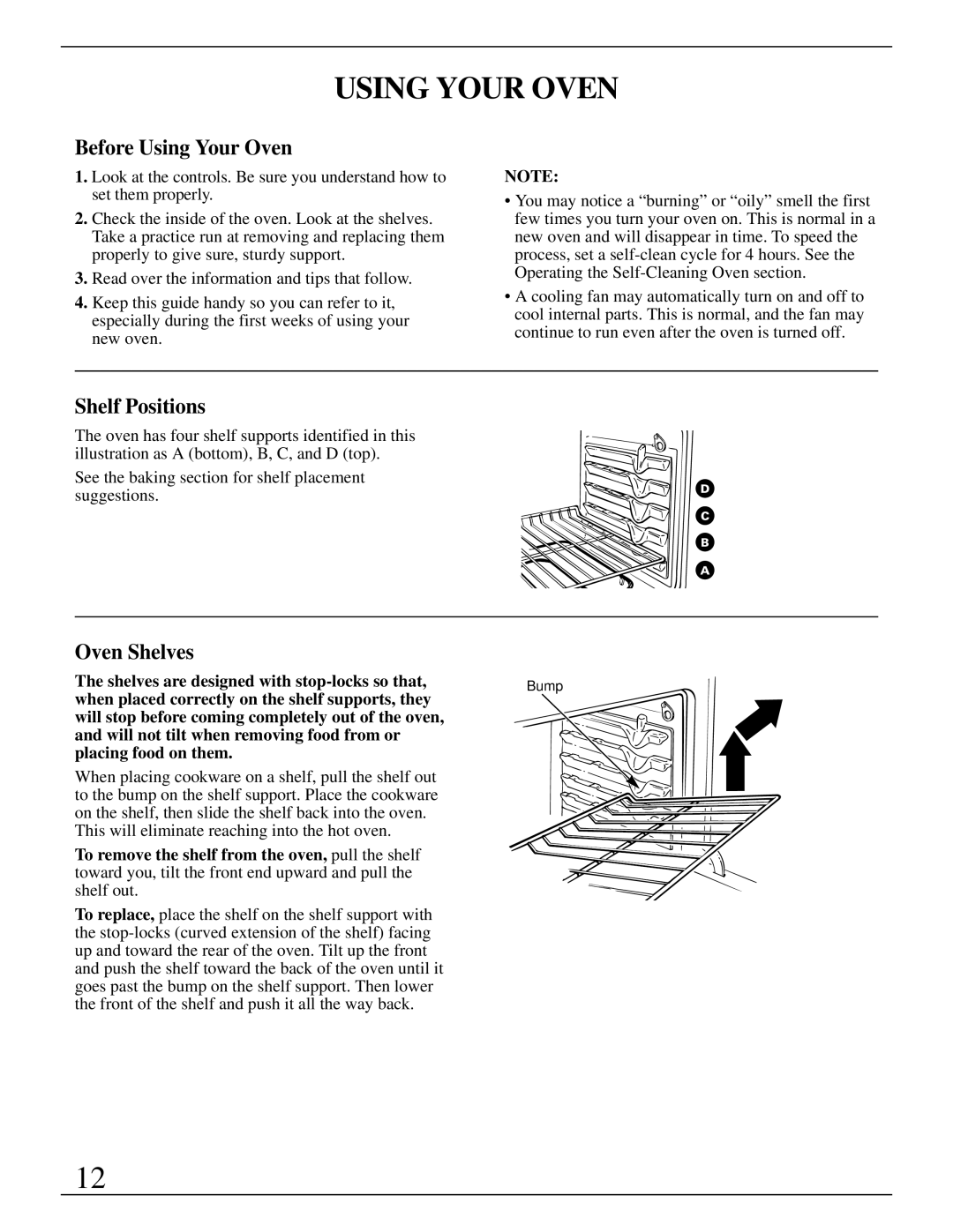 GE Monogram ZEK755 Before Using Your Oven, Shelf Positions, Oven Shelves, Shelves are designed with stop-locks so that 