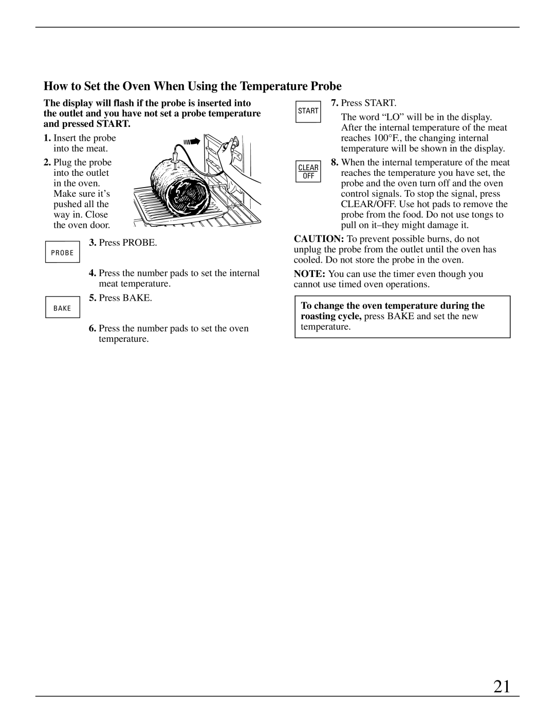 GE Monogram ZEK755 manual How to Set the Oven When Using the Temperature Probe 