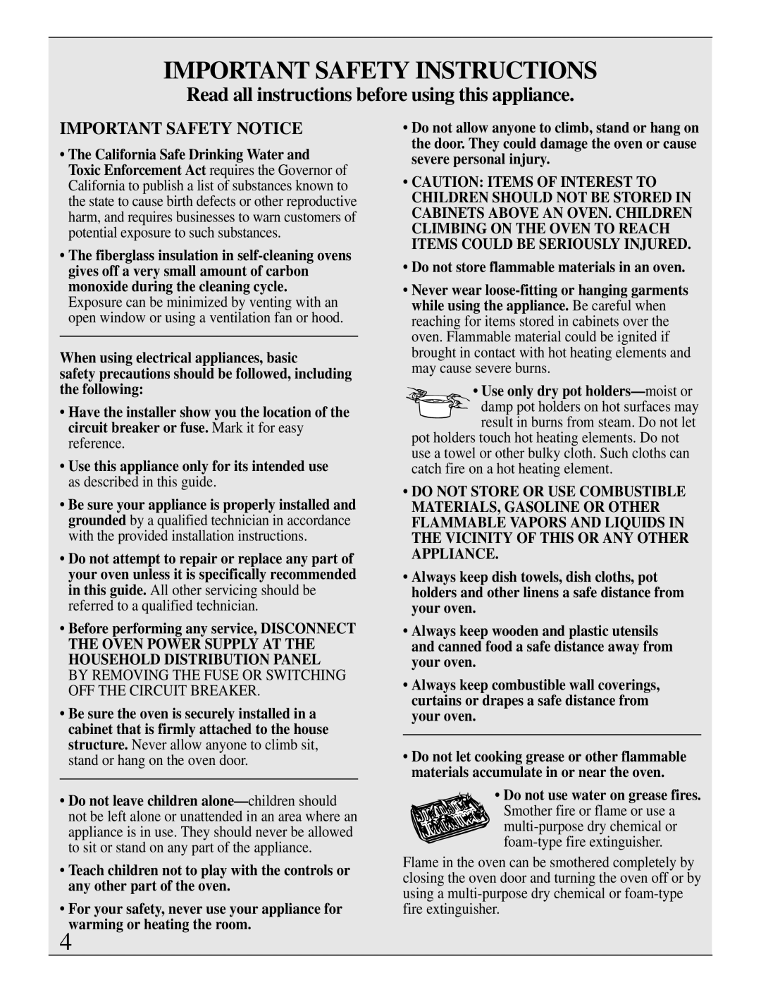 GE Monogram ZEK755 manual Important Safety Instructions, Read all instructions before using this appliance 