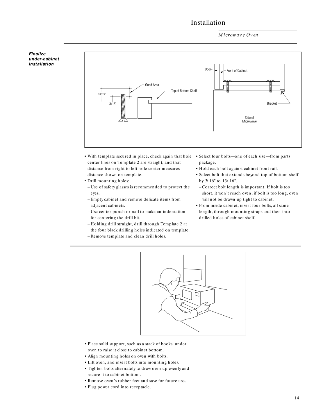 GE Monogram ZEM200WV installation instructions Microwav e Oven, Finalize under-cabinet installation 