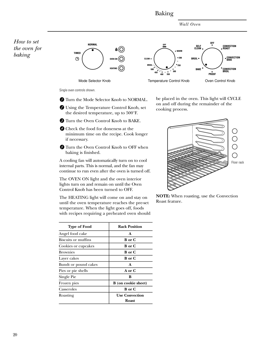 GE Monogram ZET1058, ZET1038 owner manual Baking, How to set the oven for baking 