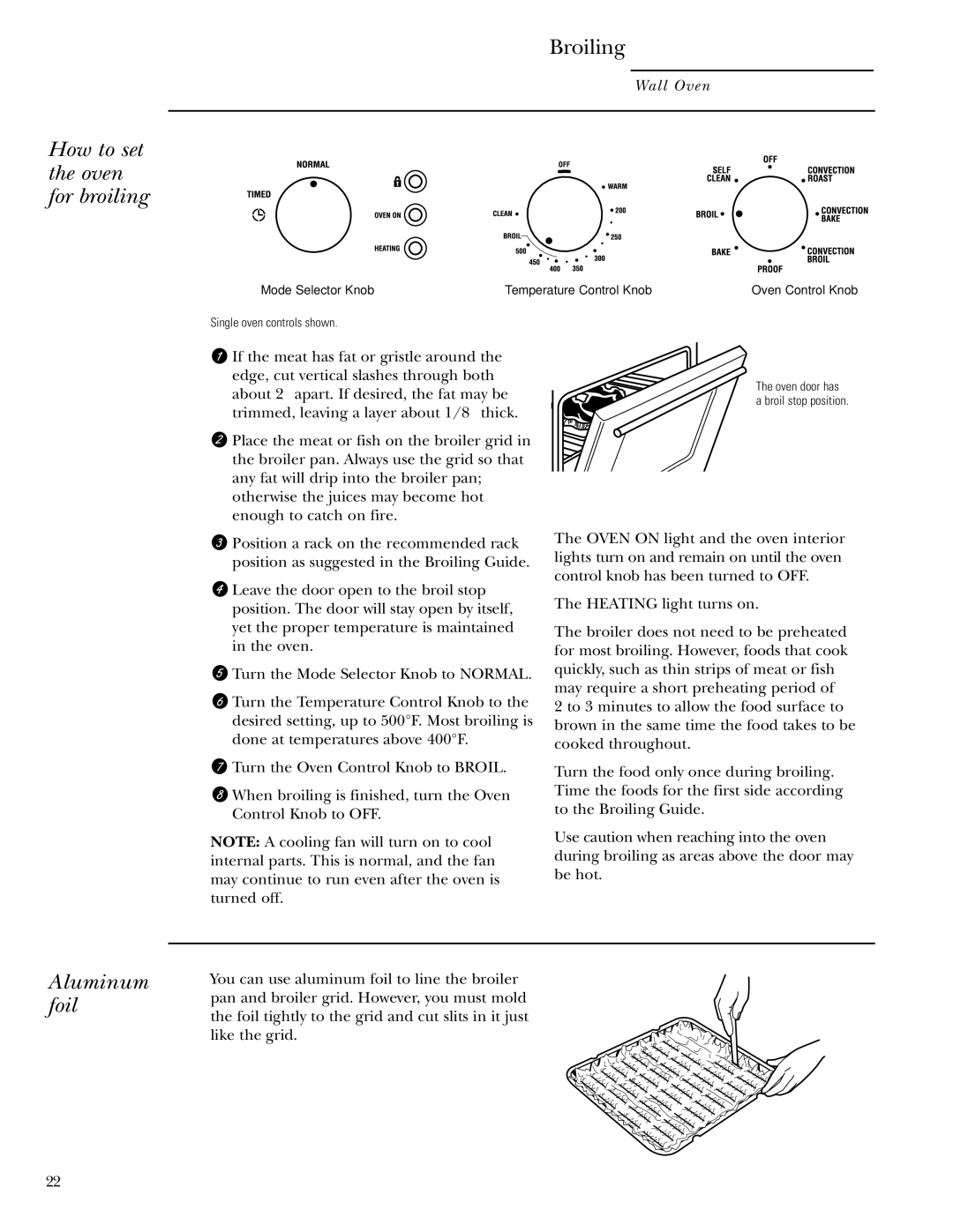 GE Monogram ZET1058, ZET1038 owner manual How to set the oven for broiling, Broiling 