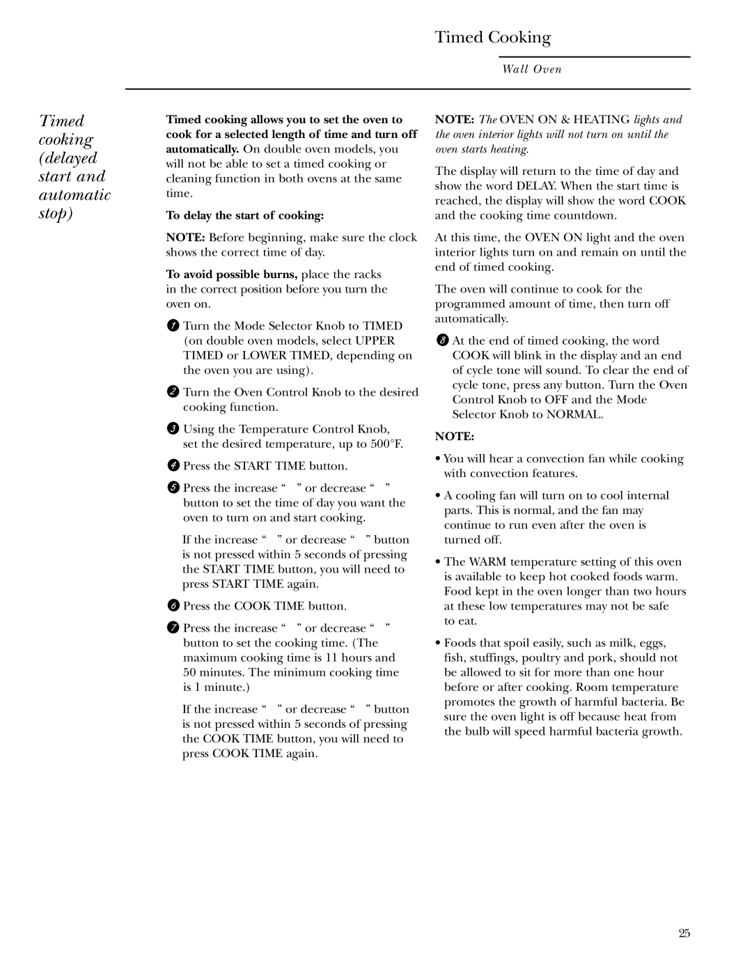 GE Monogram ZET1038, ZET1058 owner manual Timed cooking delayed start and automatic stop 