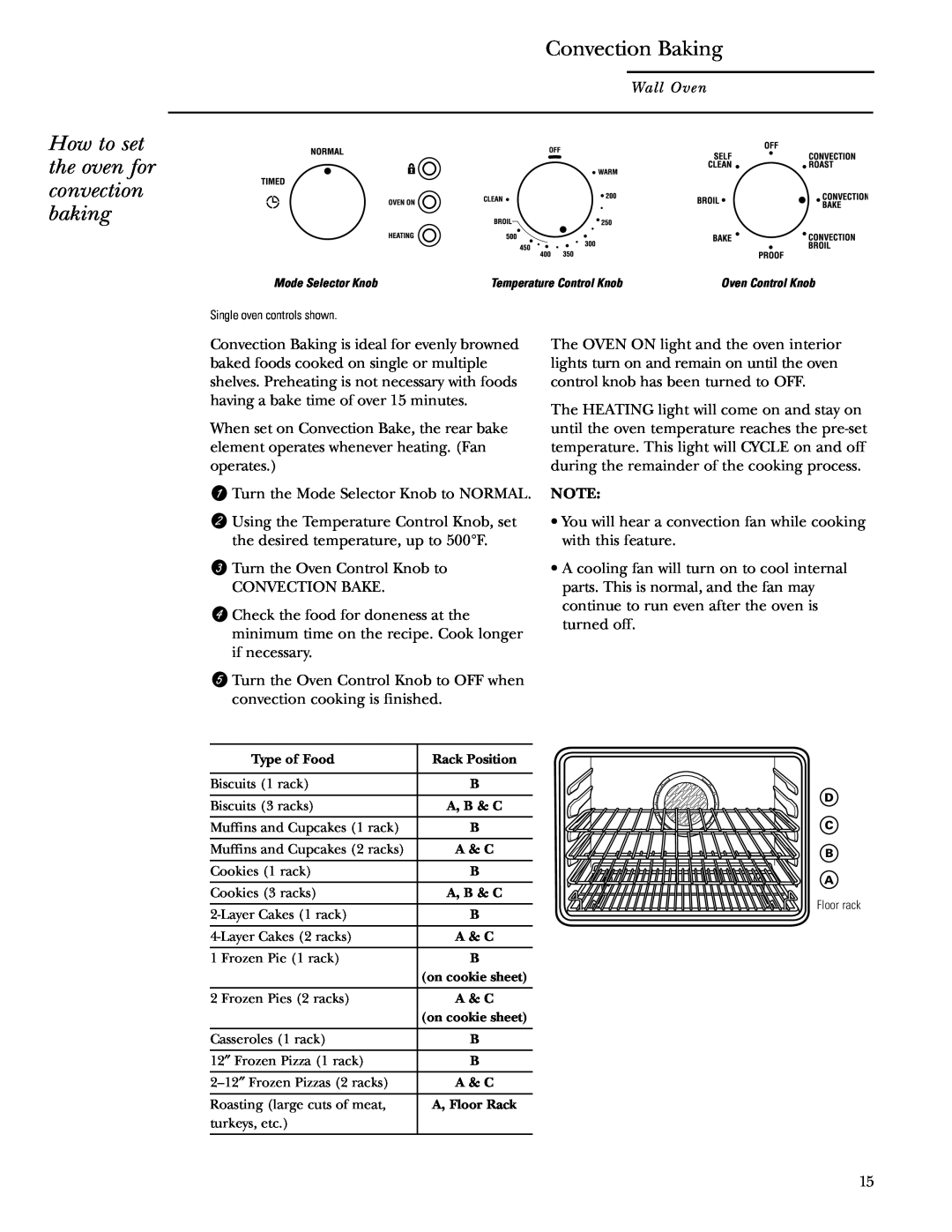 GE Monogram ZET1038, ZET1058 owner manual Convection Baking, How to set the oven for convection baking 