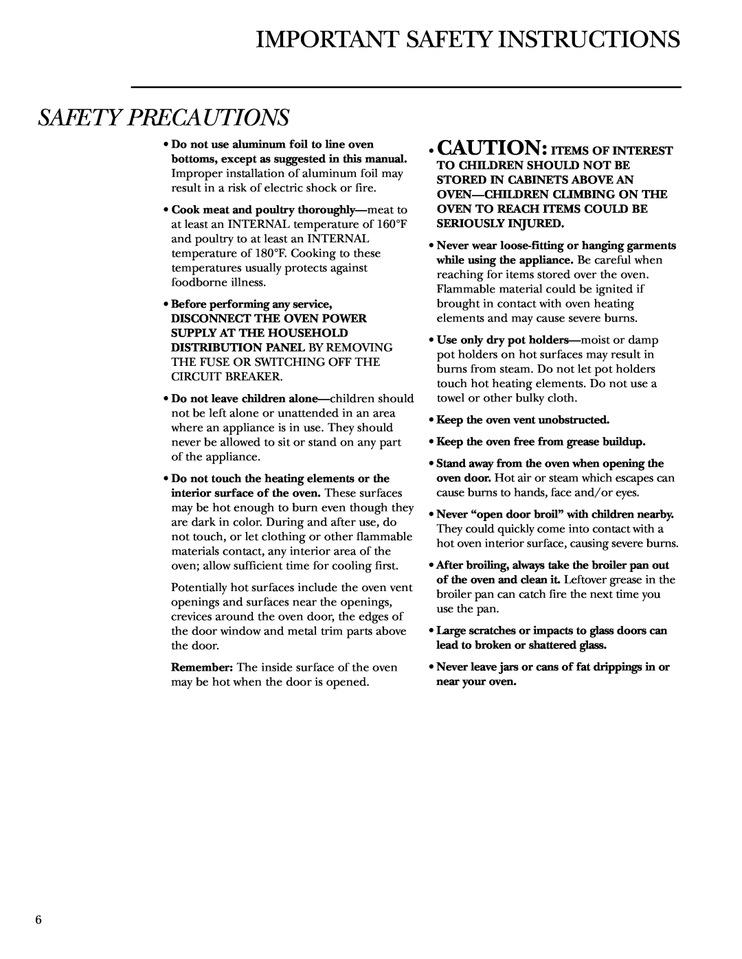 GE Monogram ZET1058, ZET1038 owner manual Important Safety Instructions, Safety Precautions, Before performing any service 