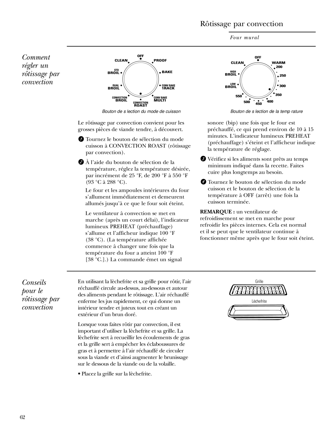 GE Monogram ZET1S, ZET1P, ZET2P, ZET2S owner manual Rôtissage par convection, Conseils pour le rôtissage par convection 