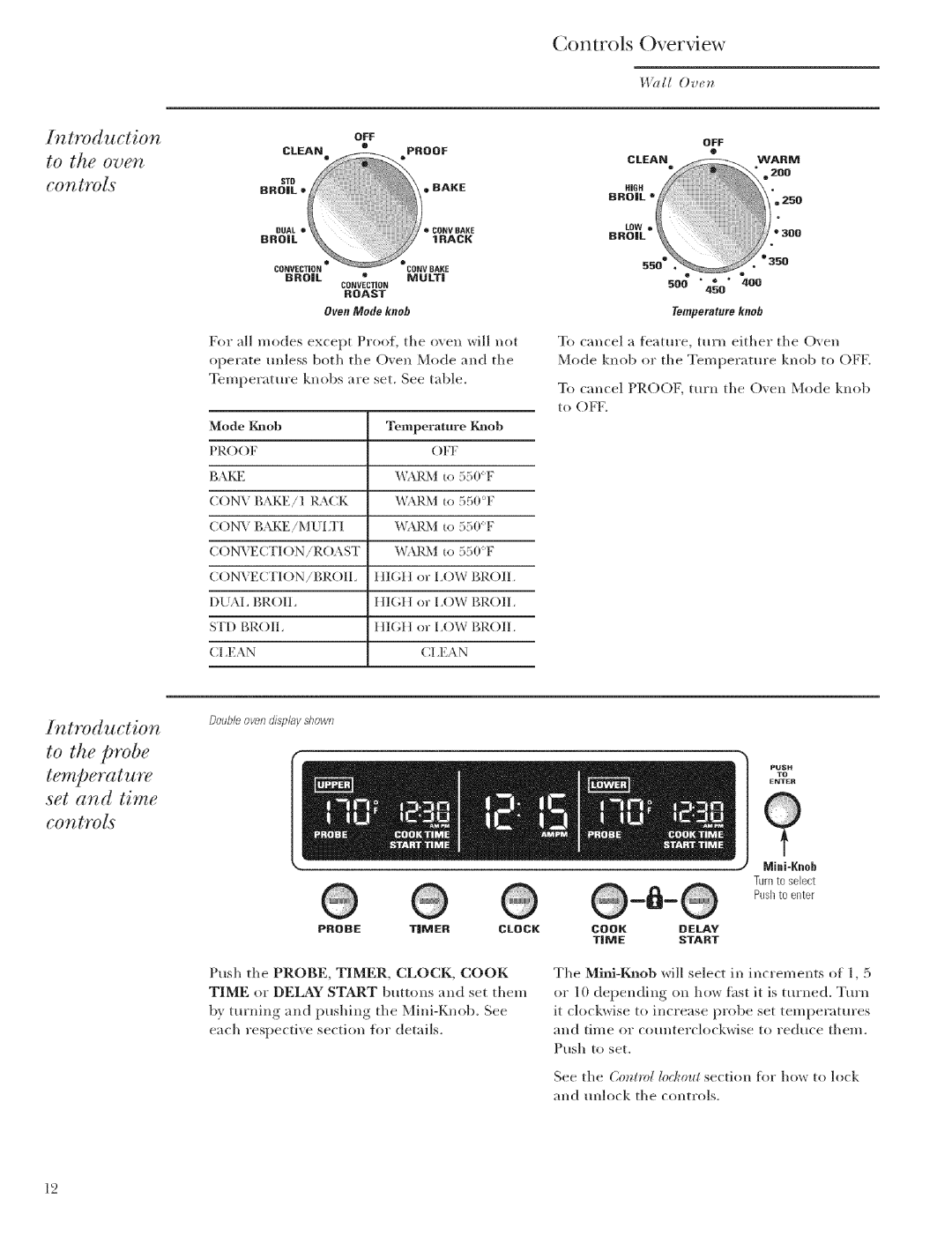 GE Monogram ZET2, ZET1 manual Introduction To the probe Temperature set and time, Introduction To the oven 