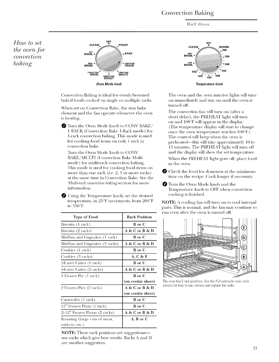 GE Monogram ZET1, ZET2 manual Com/ectlon Baking, How to set Oven.Jbr convection Baking, Give best, ?d Oven 