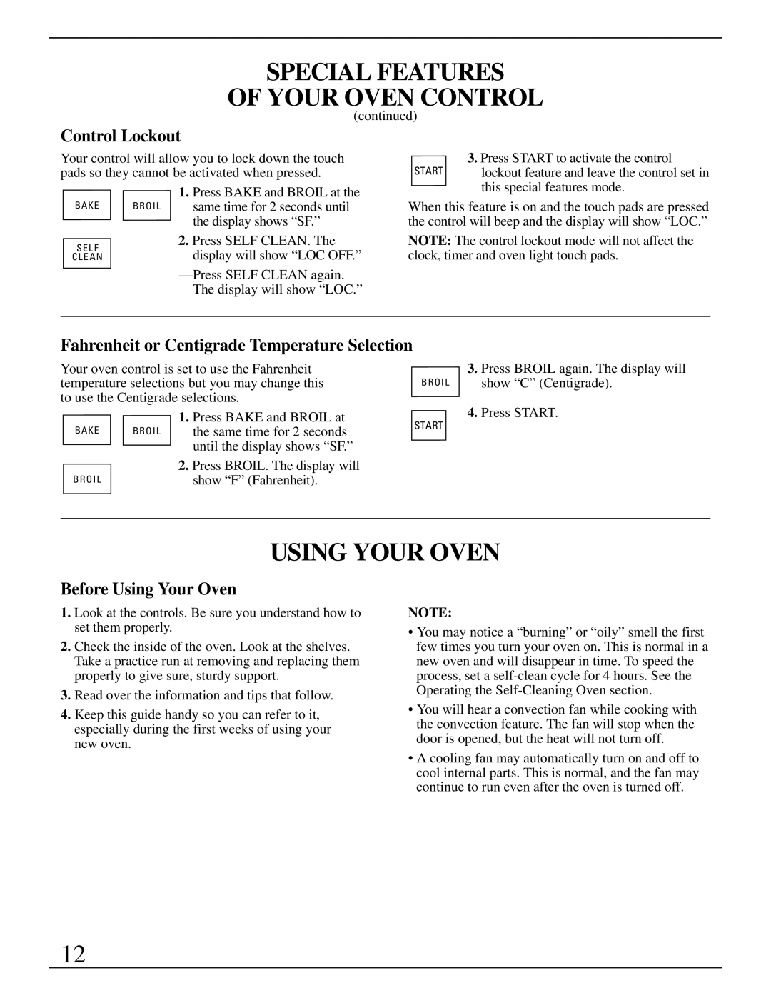 GE Monogram ZET737 manual Special Features Your Oven Control, Control Lockout, Before Using Your Oven 