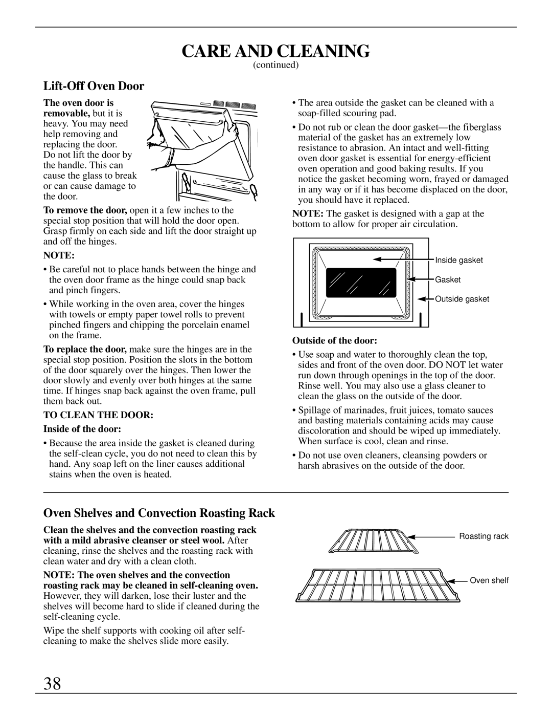 GE Monogram ZET737 Lift-Off Oven Door, Oven Shelves and Convection Roasting Rack, Inside of the door, Outside of the door 