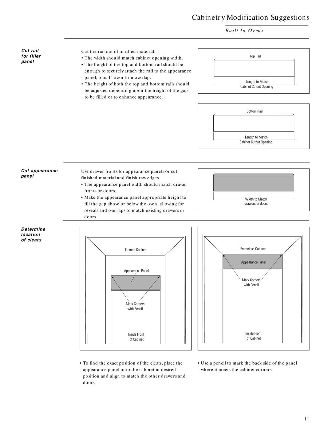 GE Monogram ZET737BW, ZET737WW, ZET757WW, ZET757BW installation instructions Cabinetry Modification Suggestions 