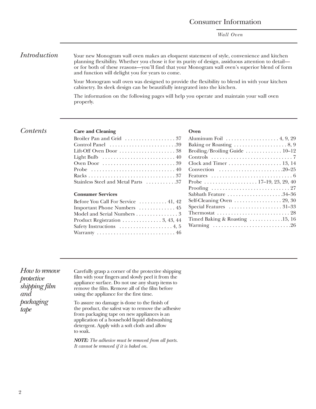 GE Monogram ZEK958, ZET958, ZET938, ZEK938 owner manual Introduction, Contents 