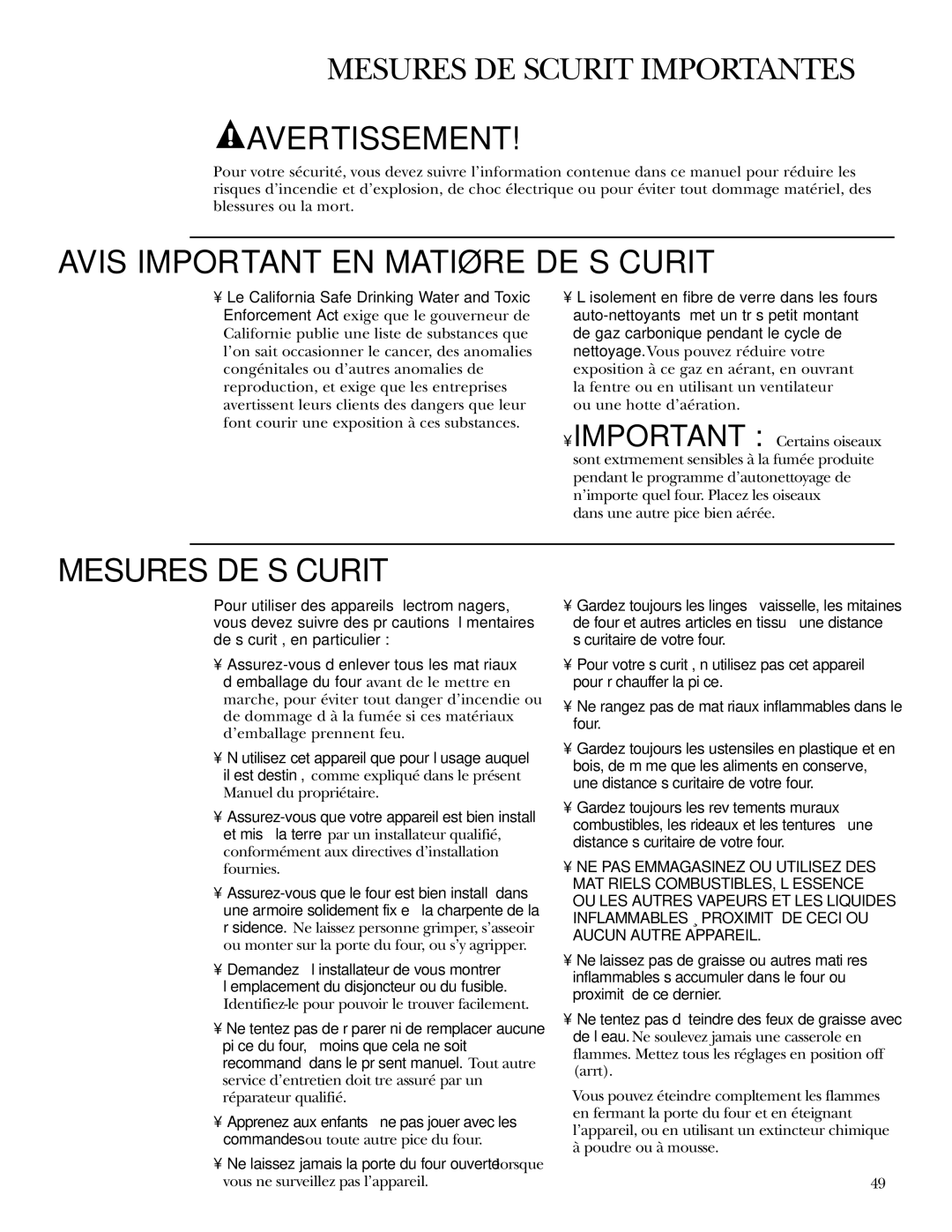 GE Monogram ZET938, ZET958, ZEK958, ZEK938 owner manual Avertissement 