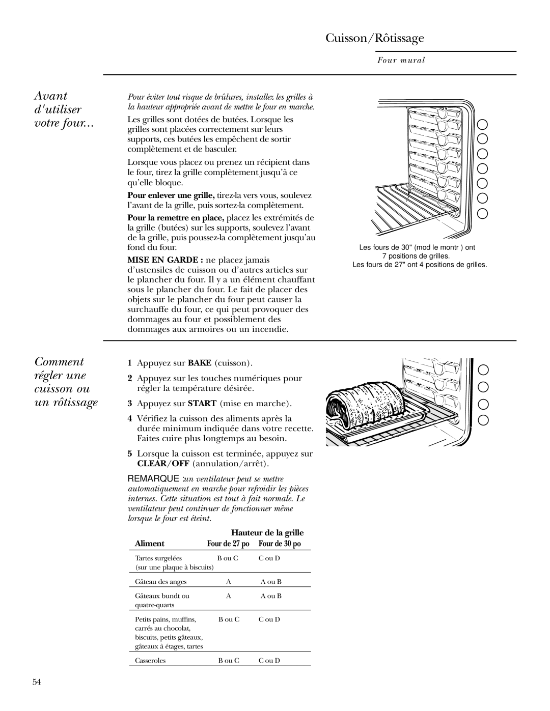 GE Monogram ZEK958, ZET958 Cuisson/Rôtissage, Avant dutiliser votre four, Comment régler une cuisson ou un rôtissage 