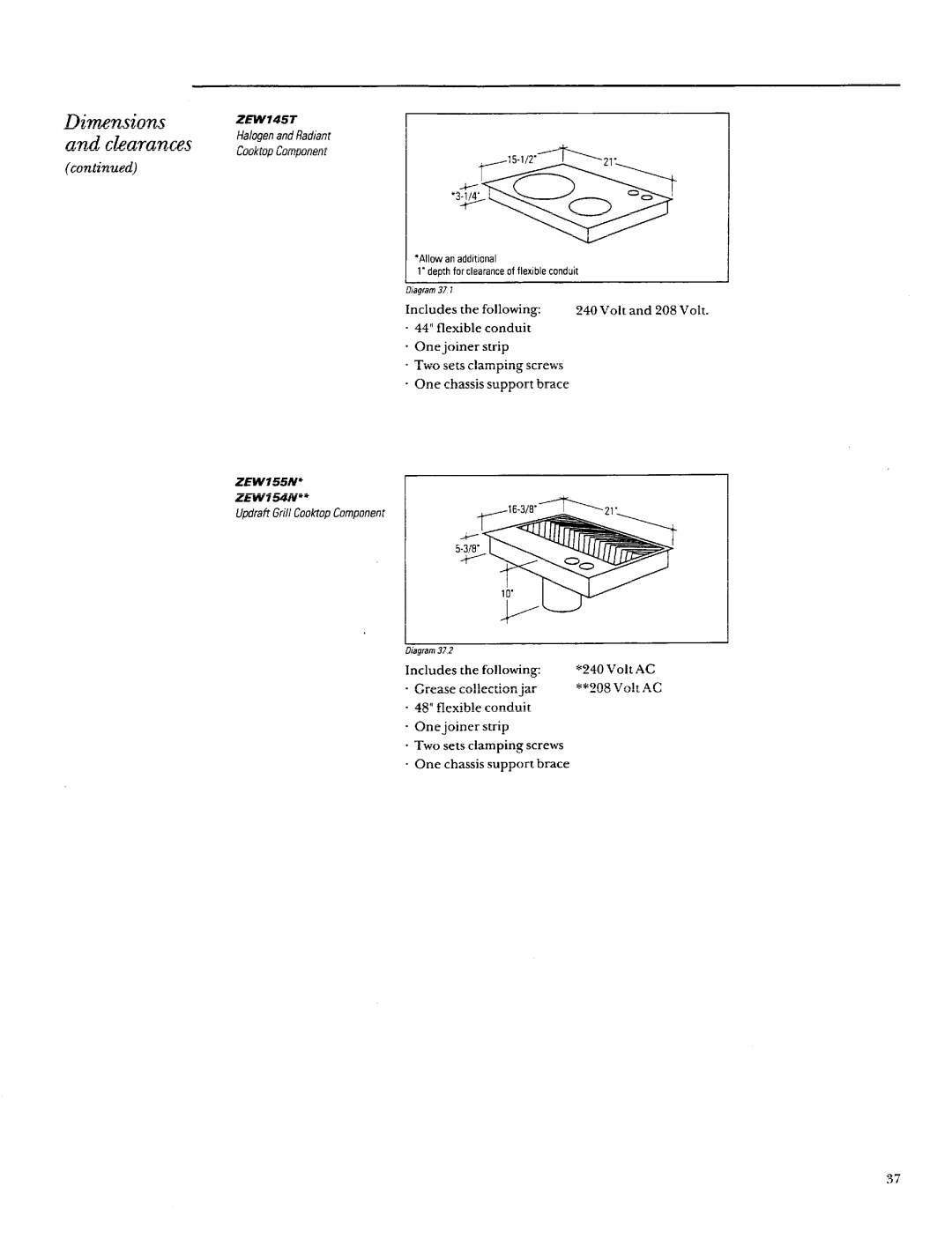 GE Monogram ZEW154, ZEW155, ZEW165, ZEW175, ZEW164, ZGW125, ZGW124 manual Dimensions Clearances, ZEW145T 