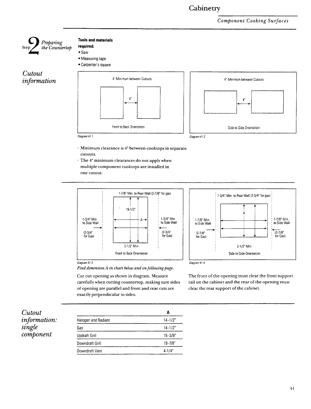 GE Monogram ZEW155, ZEW154, ZEW165, ZEW175, ZEW164, ZEW145, ZGW125, ZGW124 Cutout information singh component, Cabinetry 