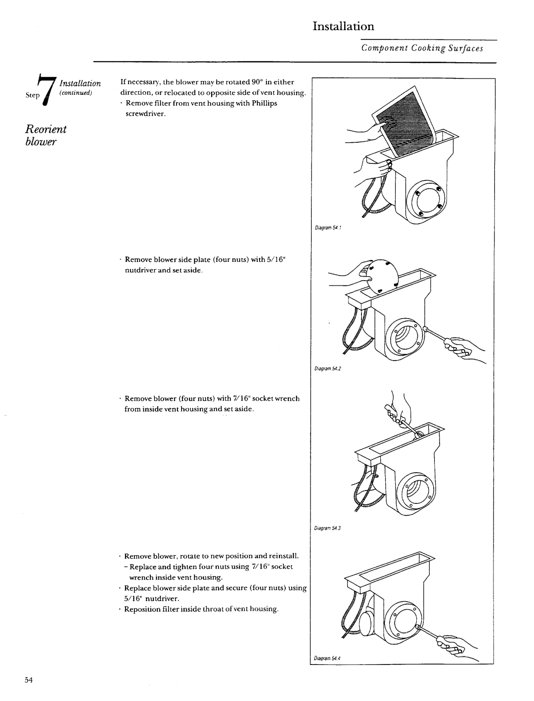 GE Monogram ZGW125, ZEW154, ZEW155, ZEW165, ZEW175, ZEW164, ZEW145, ZGW124 manual Reorient Blower 