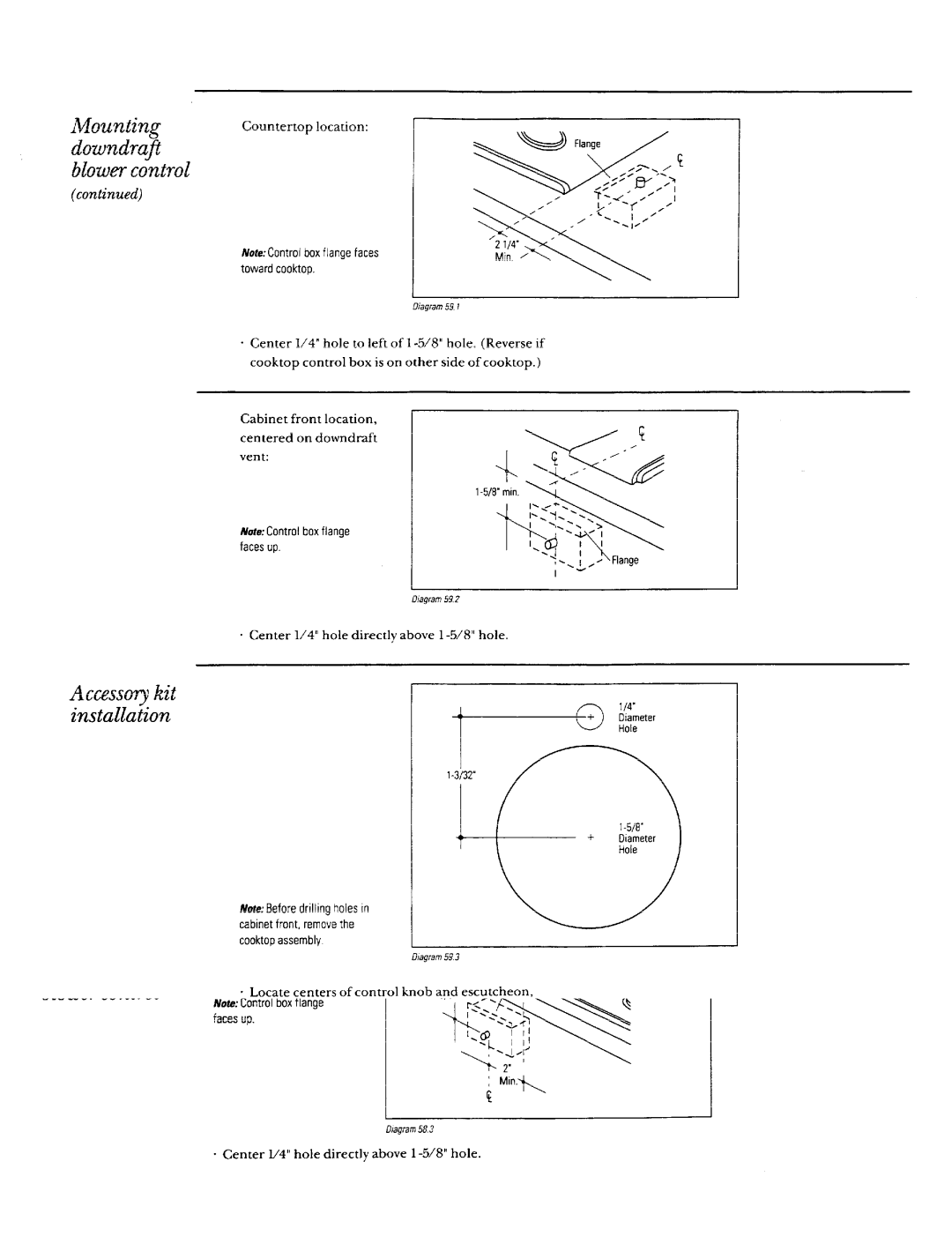 GE Monogram ZEW175 Mounting Downdrafi Blowercontrol, Accesso~ kit Installation, Cabinet front, remove Cooktop assembly 